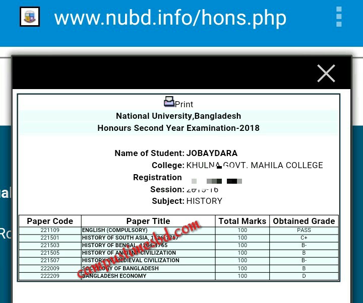 Honours 2nd Year Results 2018 Nuacbdresults